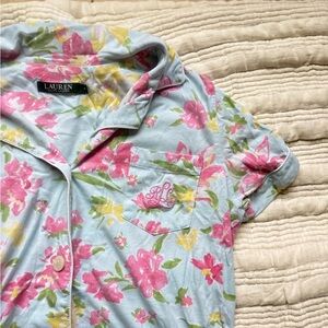 Ralph Lauren Floral PJ Top - Pink and blue